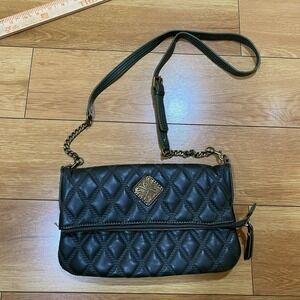 Simply Vera Vera Wang Dark Green  Crossbody Bag One Size, Quilted Pattern Zip Up